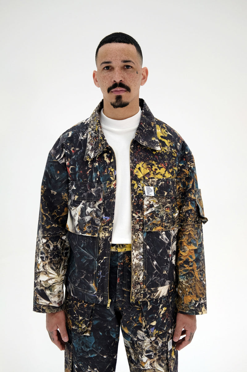 Real Paint Camo Canvas Werkwear Jacket, DBU Canvas Cargo Pants, Refined Interlock T-Shirt