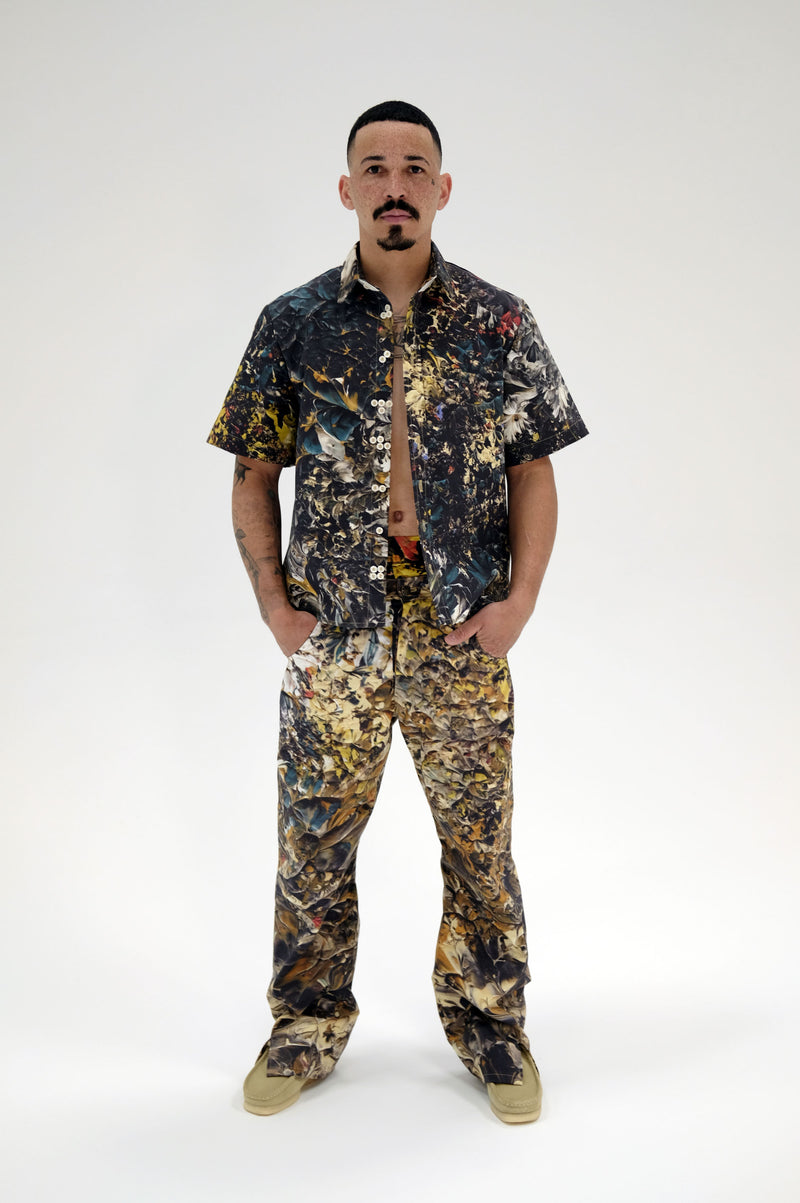 Real Paint Camo Canvas Braille Button Up, Cotton Ripstop Twizt Pants