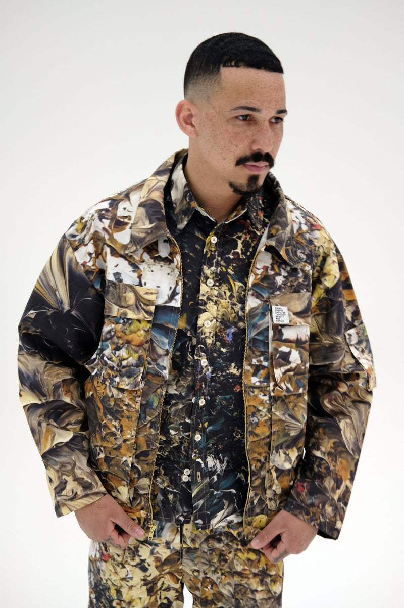 Real Paint Camo Cotton Ripstop Werkwear Jacket, Canvas Braille Button Up, Cotton Ripstop Twizt Pants