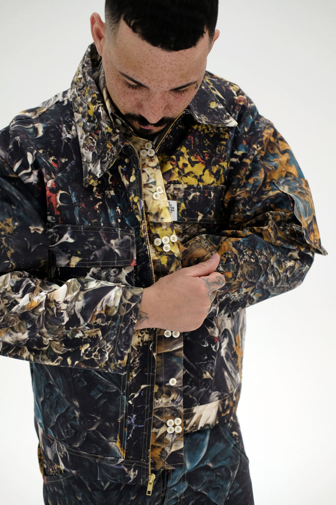 Real Paint Camo Canvas Werkwear Jacket, Cotton Ripstop Braille Button Up, Canvas Twizt Pants