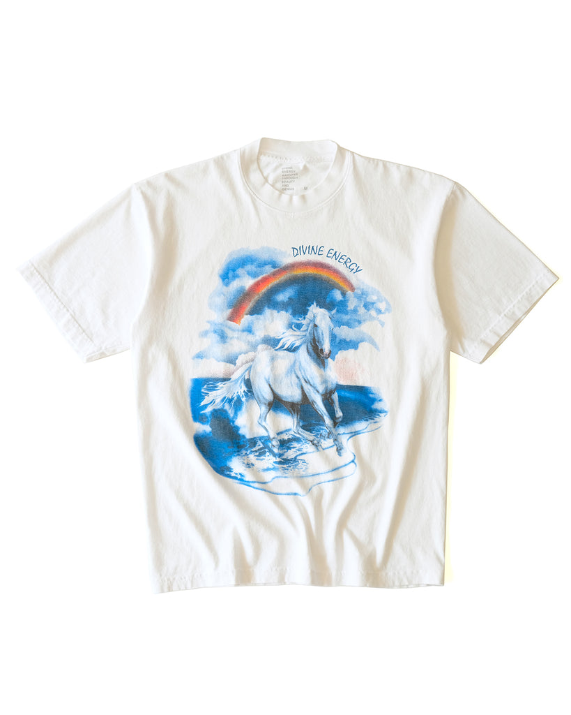 Divine Energy Rainbow Horse T-Shirt (White)