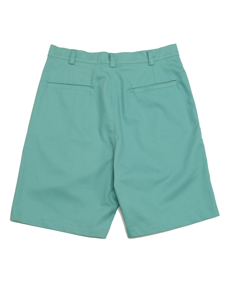 Pleat Short in Sanded Twill (Aqua)
