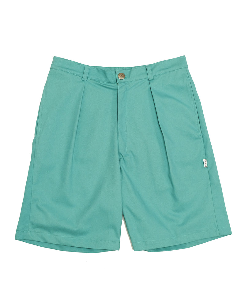 Pleat Short in Sanded Twill (Aqua)