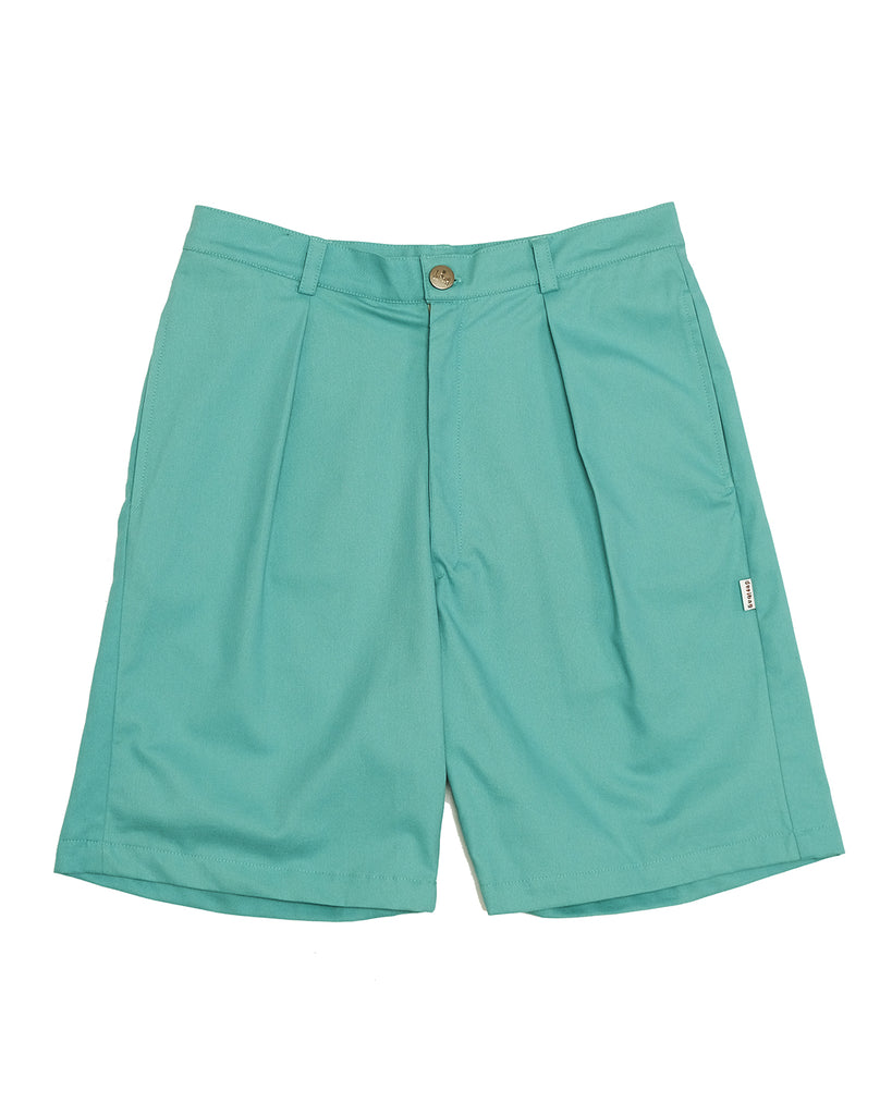 Pleat Short in Sanded Twill (Aqua)