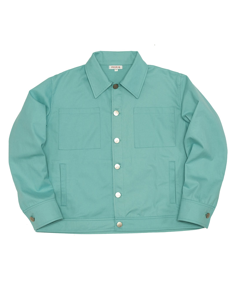Trucker Jacket in Sanded Twill (Aqua)