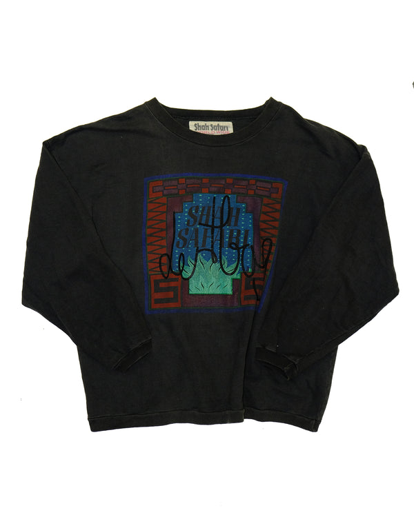 Hand Print Boxy Black Crewneck (Medium)