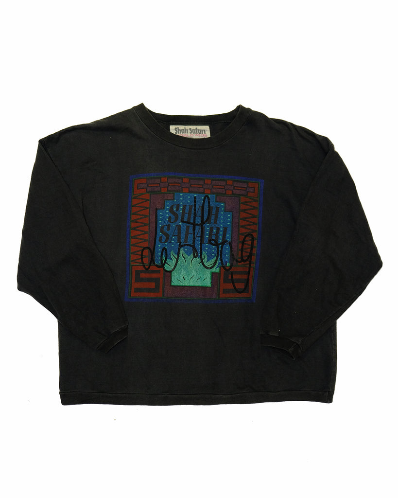 Hand Print Boxy Black Crewneck (Medium)