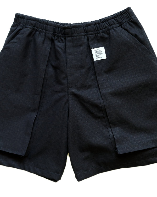 Painter Short in Ripstop Cotton (Black) *Sample*