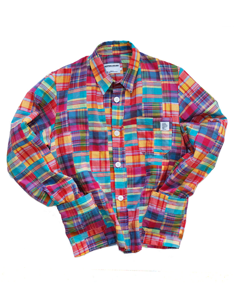 Chore Coat in Indian Patchwork Madras Cotton (Plaid)