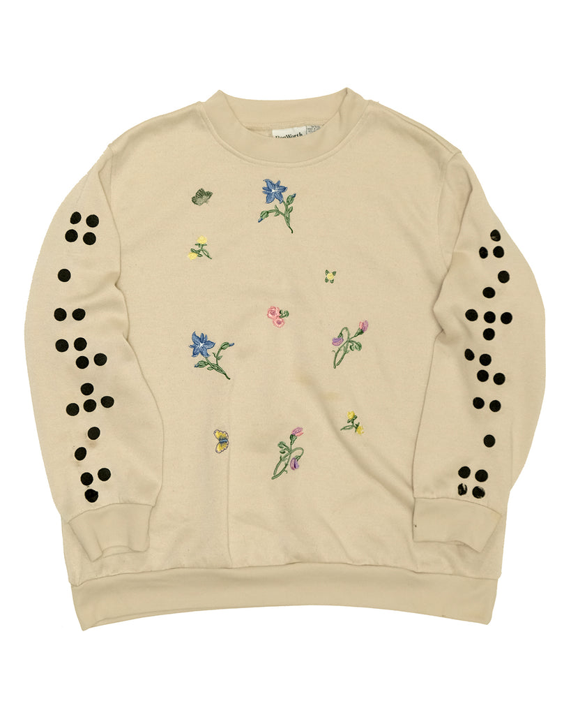 Embroidered Flowers Crewneck (Small)