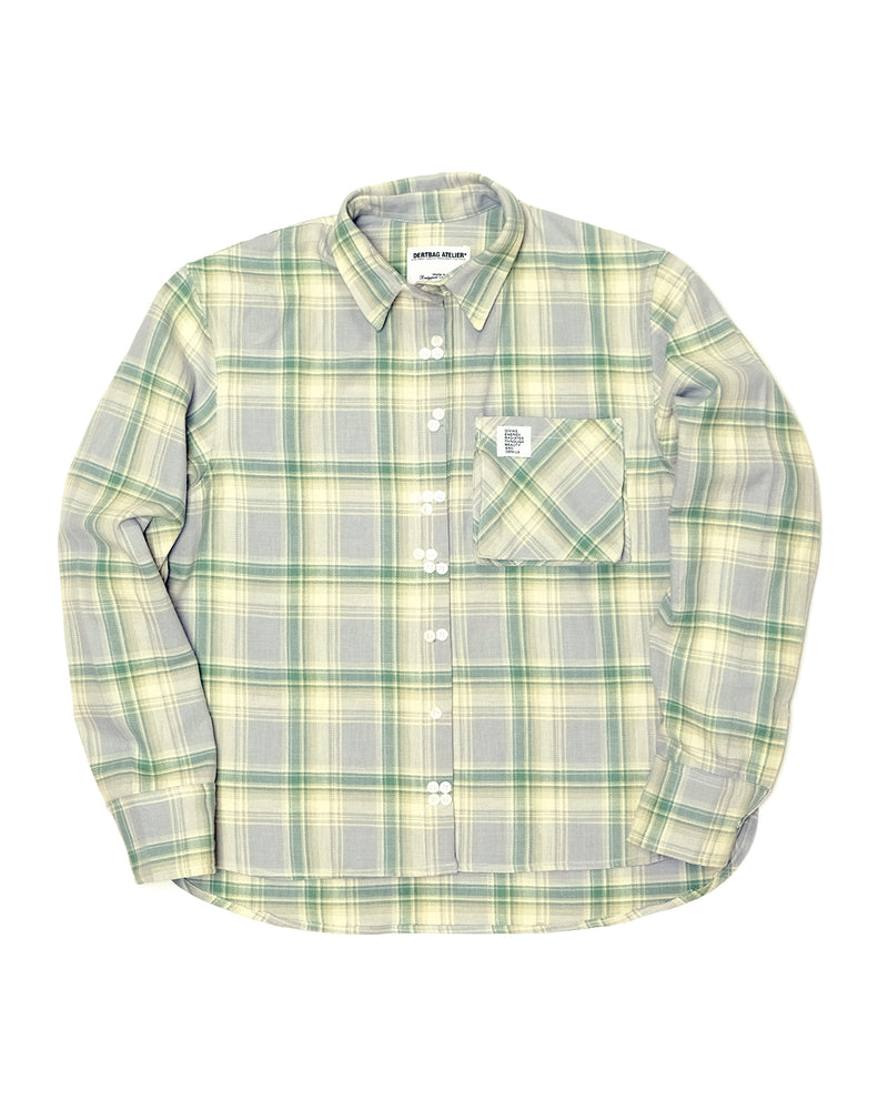 Japanese Twill Flannel Braille Button Down (Blue/Green)