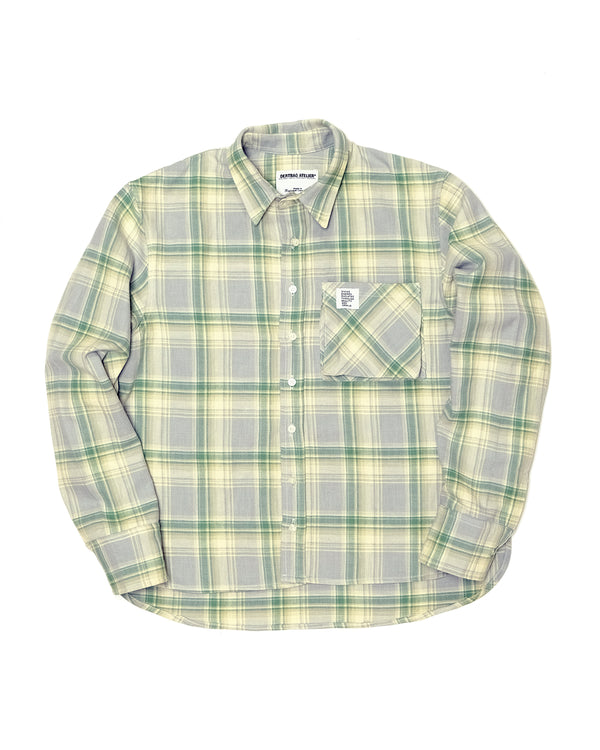 Japanese Twill Flannel Braille Button Down (Blue/Green)