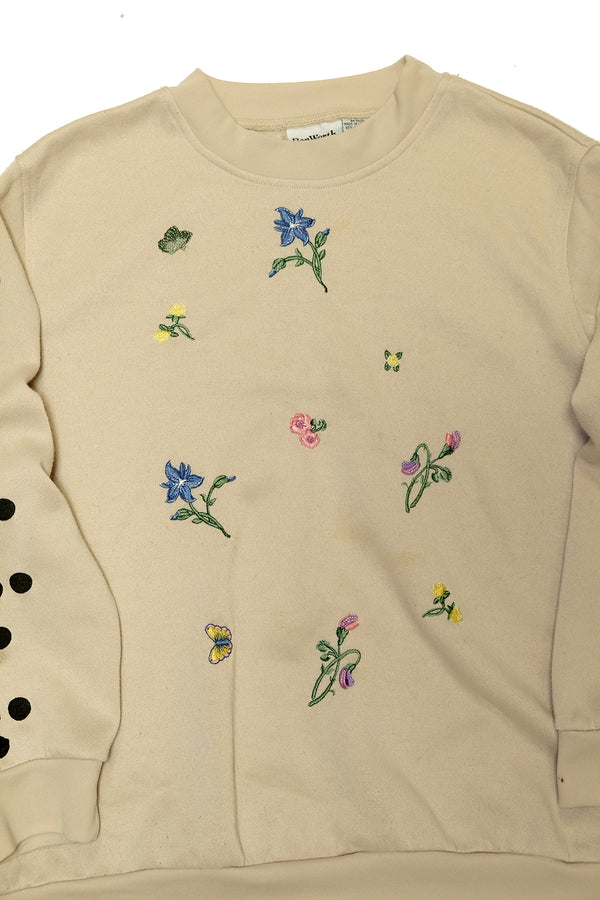 Embroidered Flowers Crewneck (Small)
