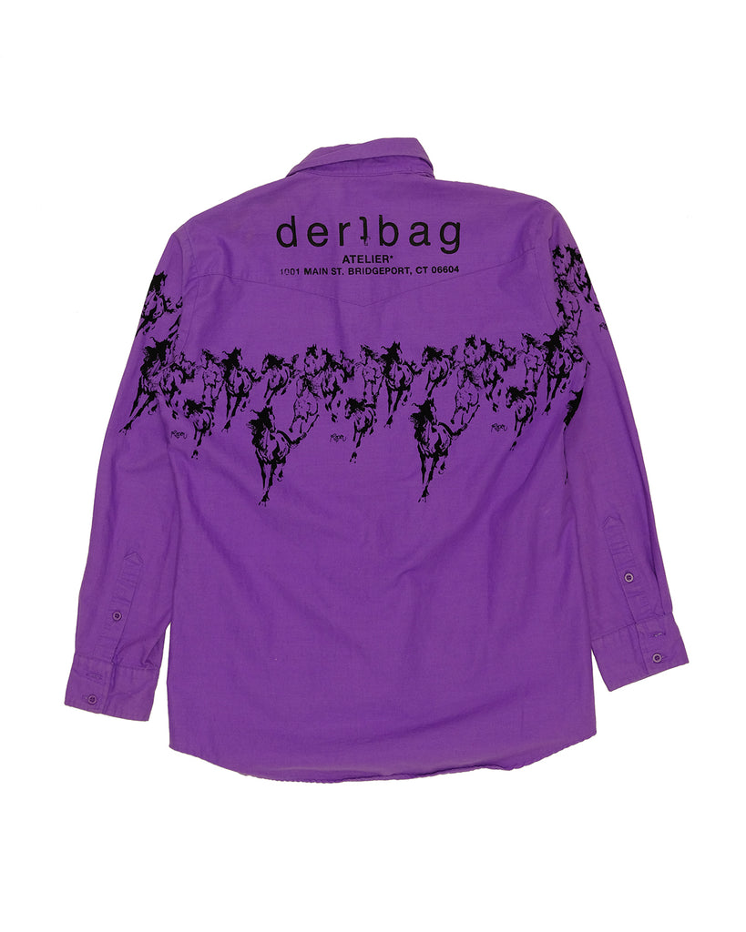 Hand Print Horse Western Shirt (Purple)