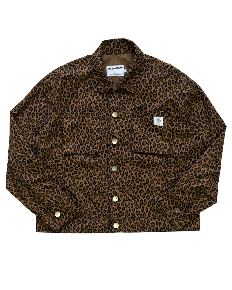 Trucker Jacket in Cotton Nylon Ripstop (Leopard)