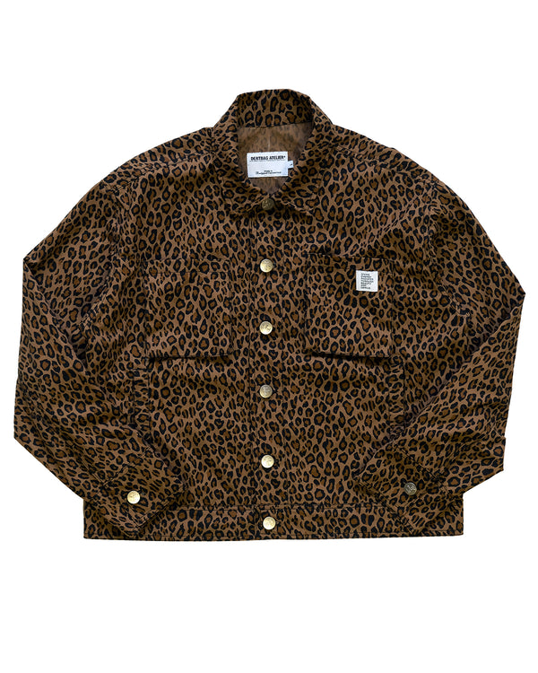 Trucker Jacket in Cotton Nylon Ripstop (Leopard)
