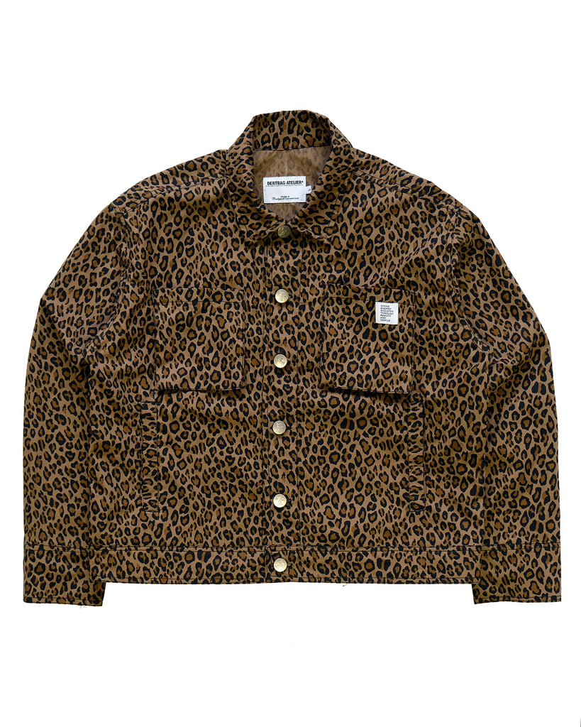Trucker Jacket in Cotton Nylon Ripstop (Leopard)