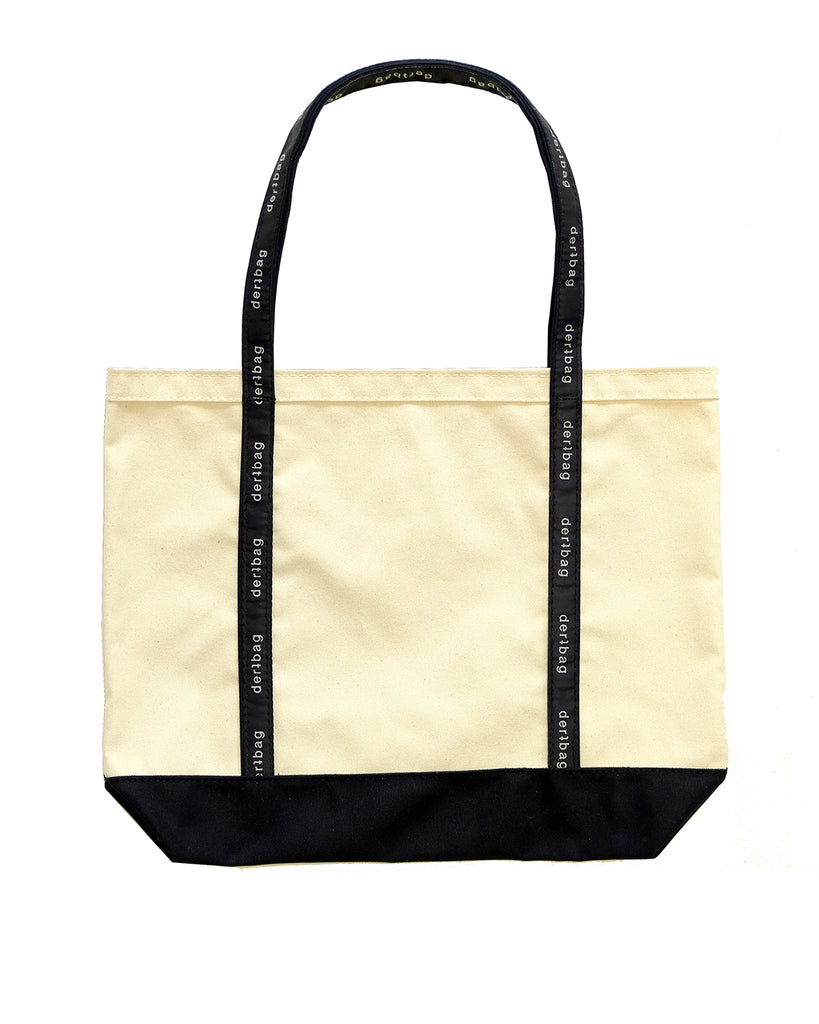 Large Beach Tote Bag (Natural/Black)