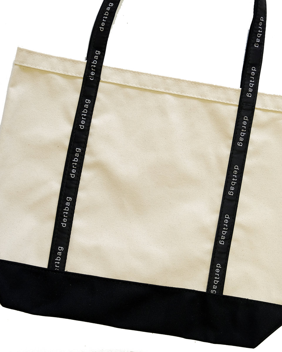 Large Beach Tote Bag (Natural/Black) – dertbag