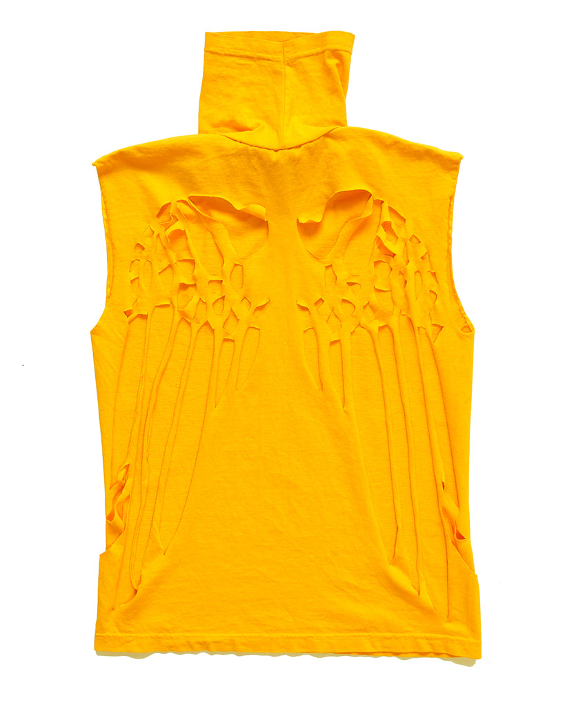 Cut Angel Wings Yellow Sleeveless T-shirt (Medium)
