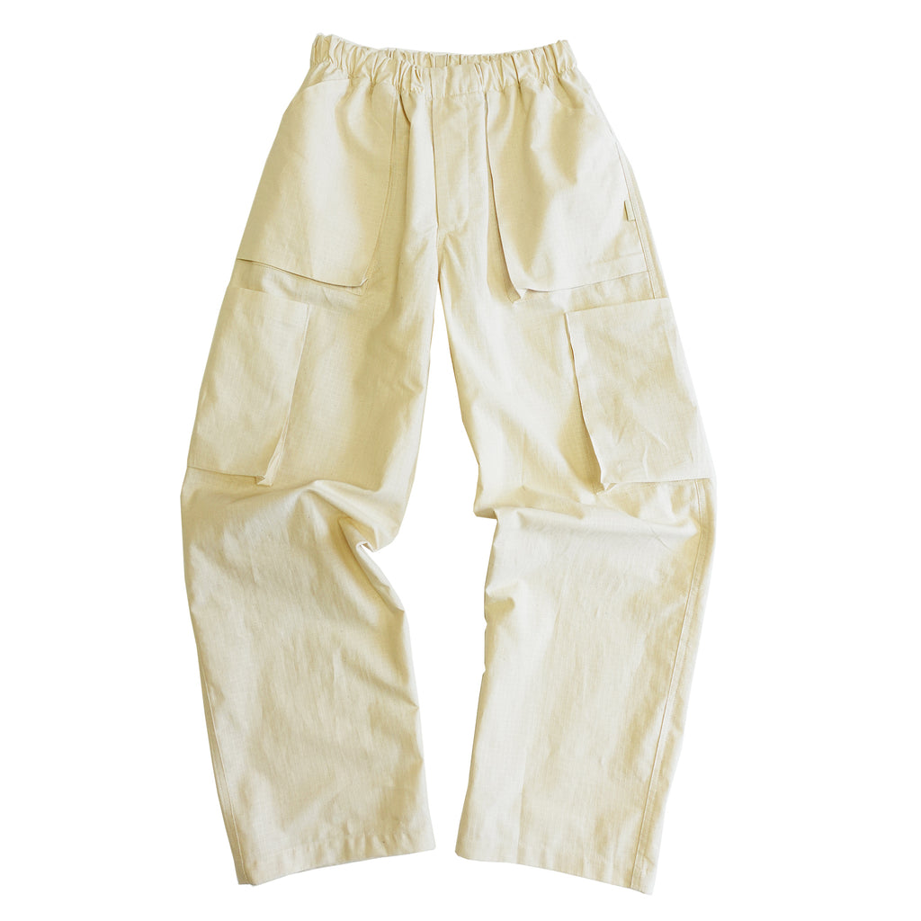 NATURAL RIPSTOP WIDE CARGO PANTS